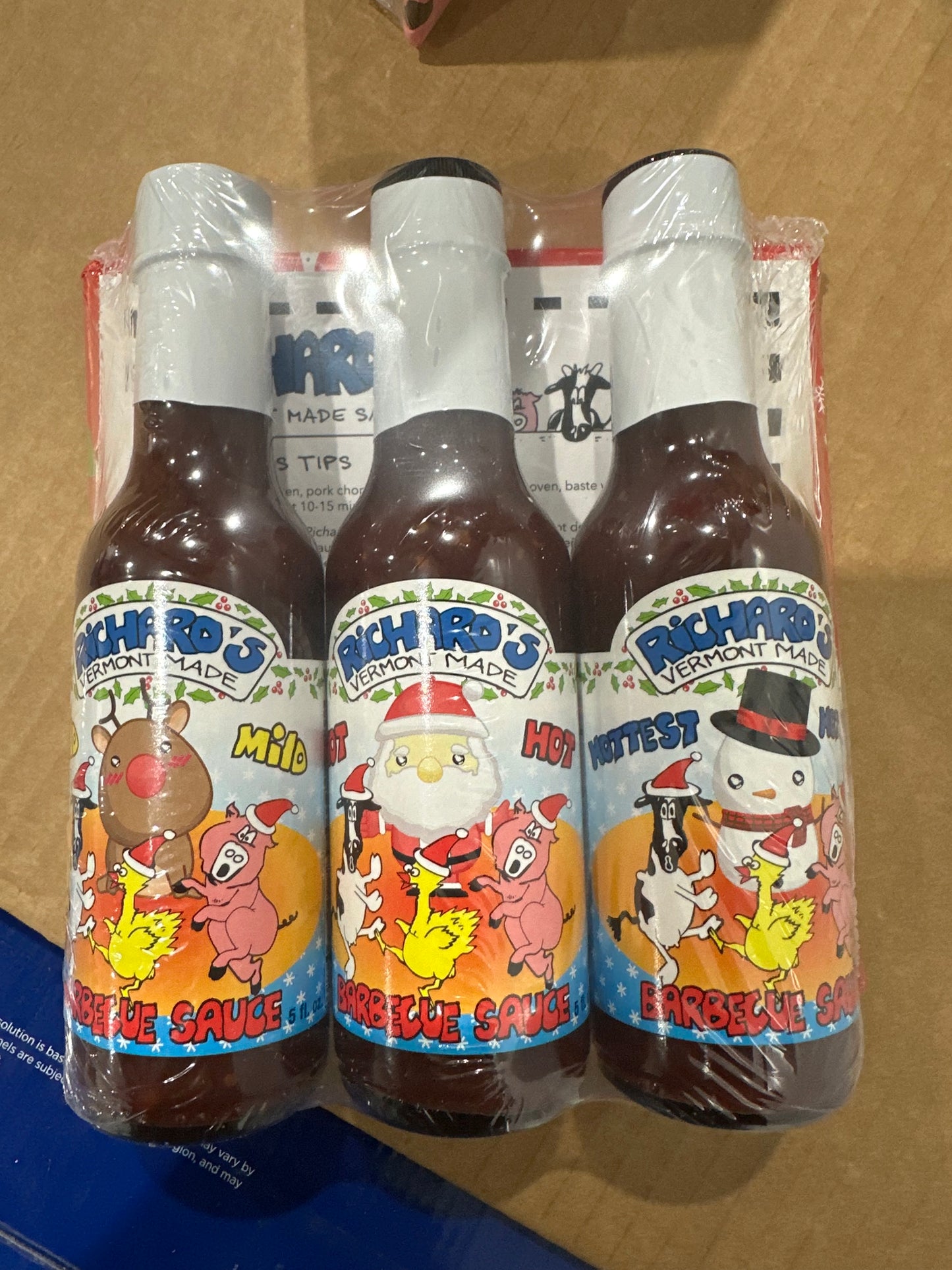 Three 5oz bottles of Richard's Variety 3-Packs (Mild BBQ, Chicken Marinade, & Hot Sauce)